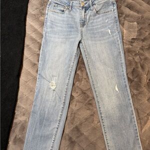 Seven7 Light Blue Distressed Straight Leg Jeans